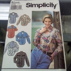 Simplicity Sewing Pattern 8259 Women's Tops Shirts Blouse Size 12-16 Uncut